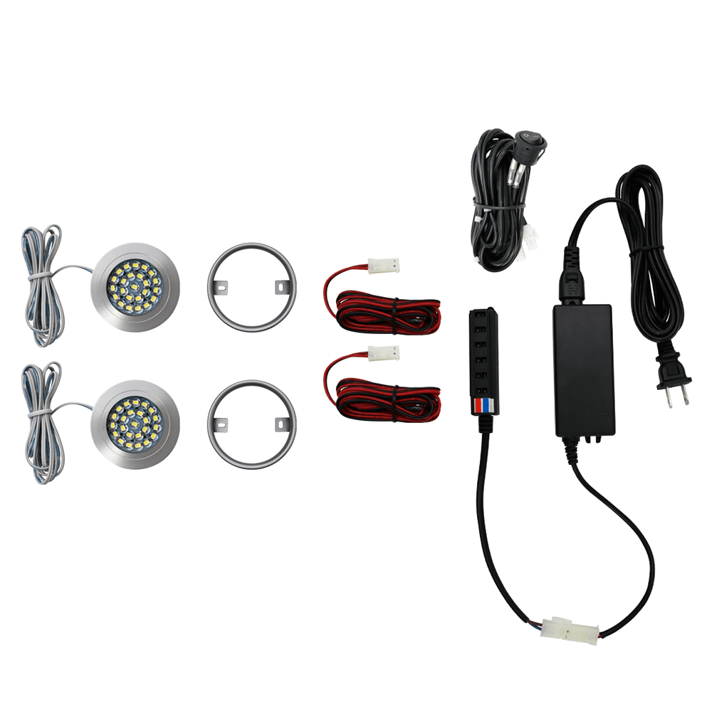 R500 2W Warm White 2 Light Puck Kit, Nickel