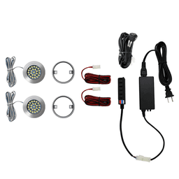 R500 2W Warm White 2 Light Puck Kit, Nickel