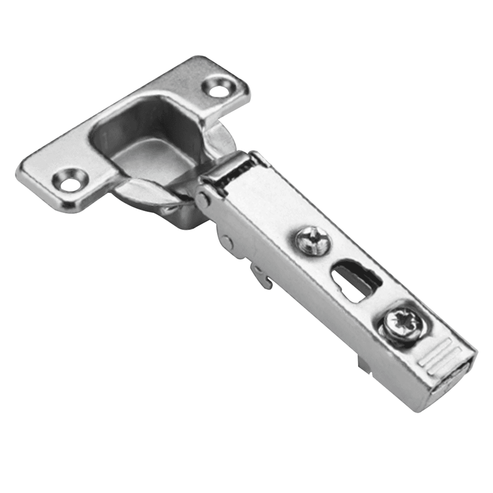 C98 110° Opening Hinge, 45mm Bore Pattern, Self-Closing, Full Overlay, Nickel-Plated, Screw-On