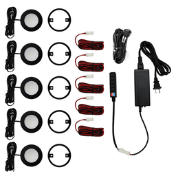 R522 3W Warm White 5 Light Puck Kit, Black