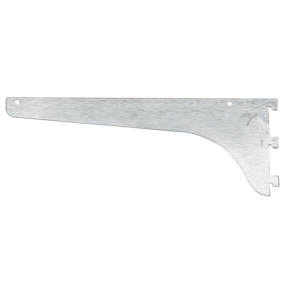 8" Pro Value Heavy-Duty Single Slot Shelf Bracket with Lock Lever, Brushed Zinc Finish 20/Box