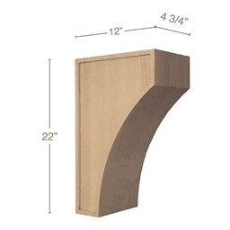 22" x 12" x 4-3/4" Mission Extra Large Corbel, Maple