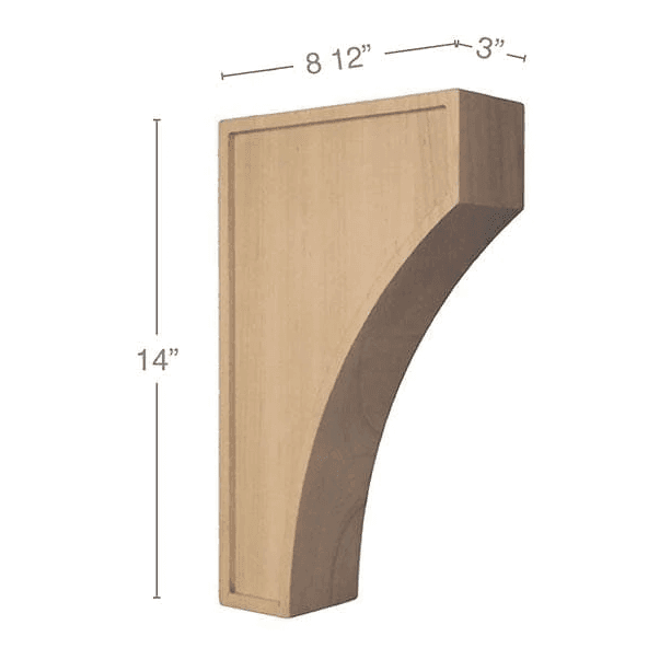 14" x 8-1/2" x 3" Mission Large Corbel, Maple