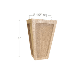 4" x 2-1/2" x 2-1/2" Mission Tall Square Bun Foot, Alder