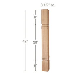 42" x 3-1/2" x 3-1/2" Mission Chamfered Bar Column, Maple