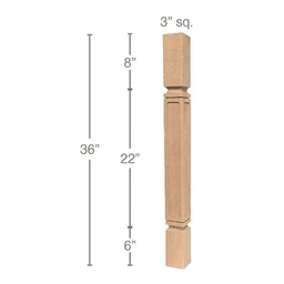 36" x 3" x 3" Mission Island Column, Alder