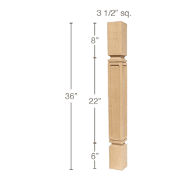 36" x 3-1/2" x 3-1/2" Mission Island Column, Alder