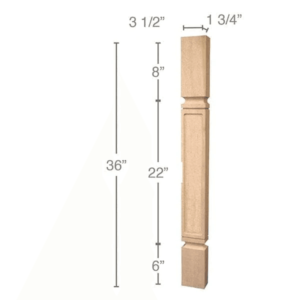 36" x 1-3/4" x 3-1/2" Mission Island Split Column, Cherry