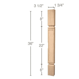 36" x 1-3/4" x 3-1/2" Mission Island Split Column, Cherry