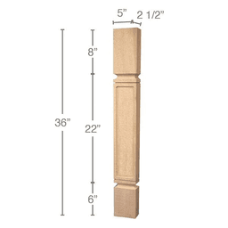36" x 2-1/2" x 5" Mission Island Split Column, Alder