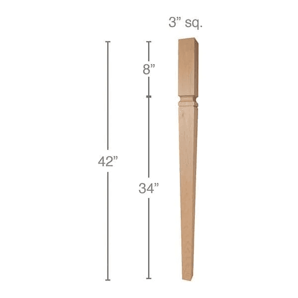 42" x 3" x 3" Mission Tapered Bar Column, Cherry
