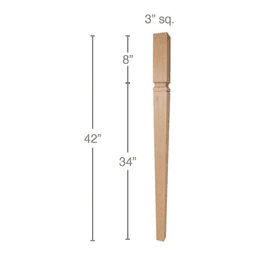 42" x 3" x 3" Mission Tapered Bar Column, Cherry