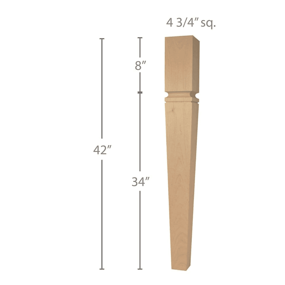 42" x 5" x 5" Mission Tapered Bar Column, Alder