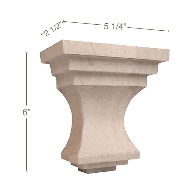 6" x 2-1/2" x 5-1/4" Metro Small Corbel, Alder