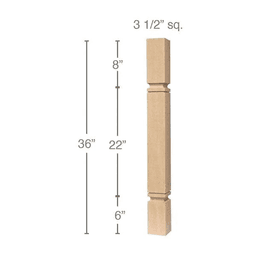 36" x 3-1/2" x 3-1/2" Metro Island Column, Maple