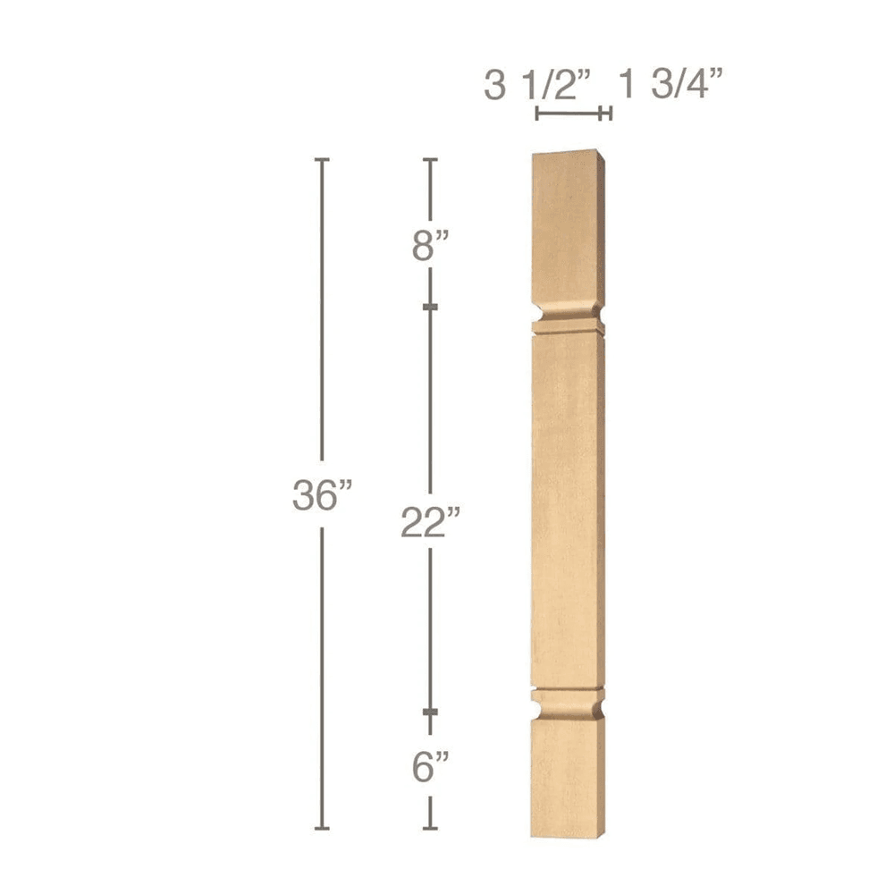 36" x 1-3/4" x 3-1/2" Metro Island Split Column, Cherry