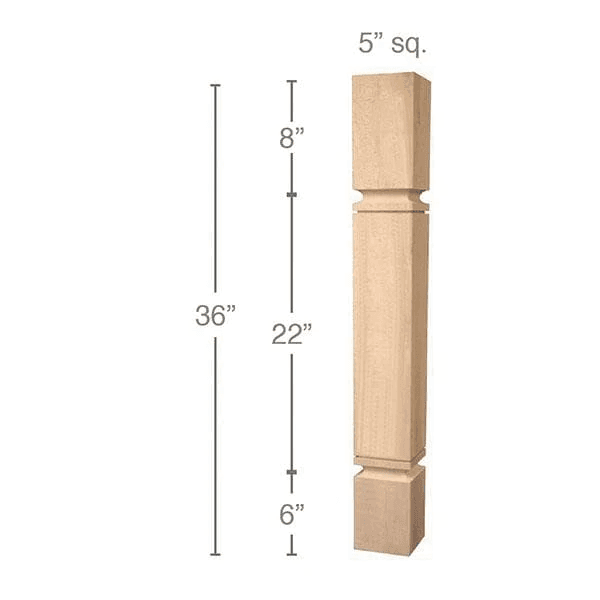 36" x 5" x 5" Metro Island Column, Cherry