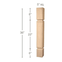 36" x 5" x 5" Metro Island Column, Maple