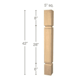 42" x 5" x 5" Metro Cam Bar Column, Alder