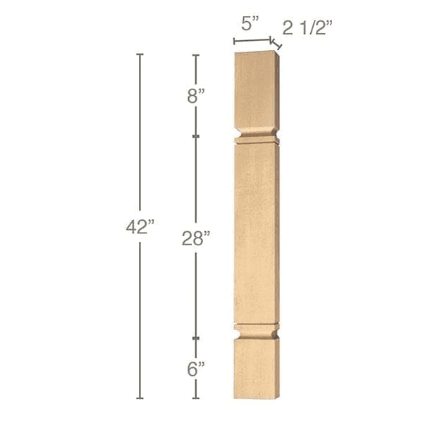 42" x 2-1/2" x 5" Metro Cam Bar Split Column, Cherry