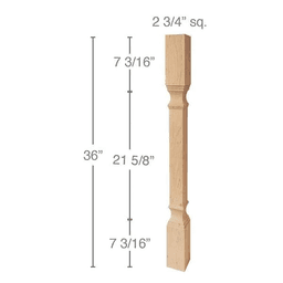 36" x 2-3/4" x 2-3/4" Metro Island Column, Cherry