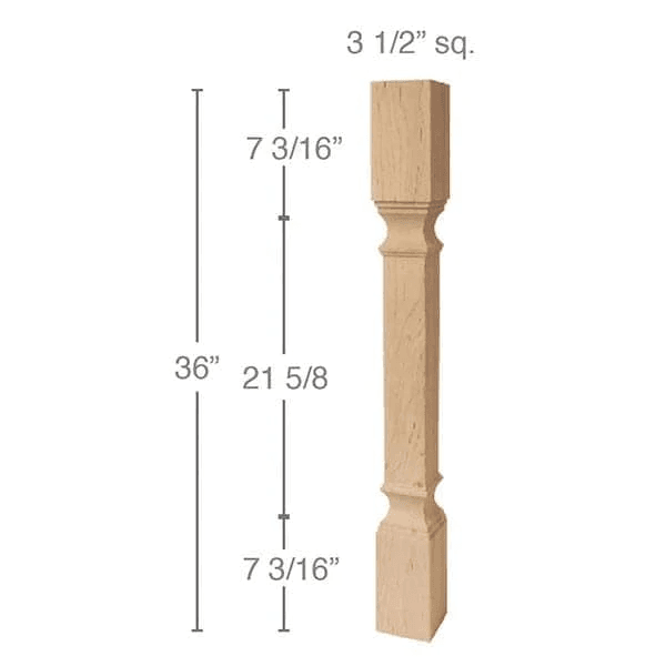 36" x 3-1/2" x 3-1/2" Metro Island Column, Alder