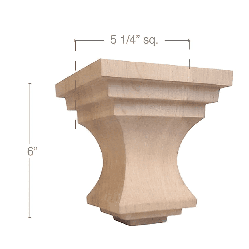 6" x 5-1/4" x 5-1/4" Metro Tall Square Bun Foot, Cherry