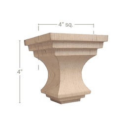 4" x 4" x 4" Metro Square Bun Foot, Maple