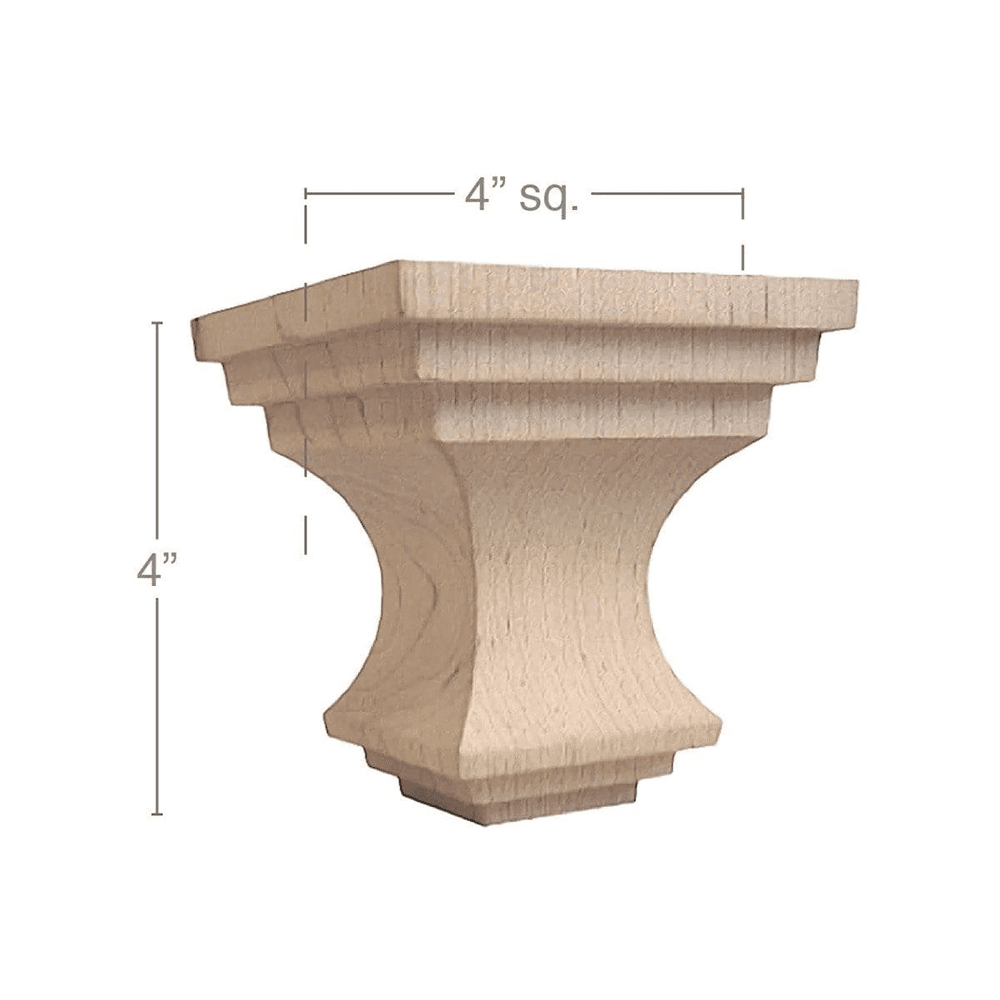 4" x 4" x 4" Metro Square Bun Foot, Alder