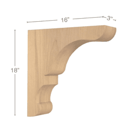 18" x 16" x 3" Transitional Rangehood Corbel, Alder