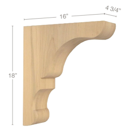 18" x 16" x 4-3/4" Transitional Rangehood Corbel, Maple