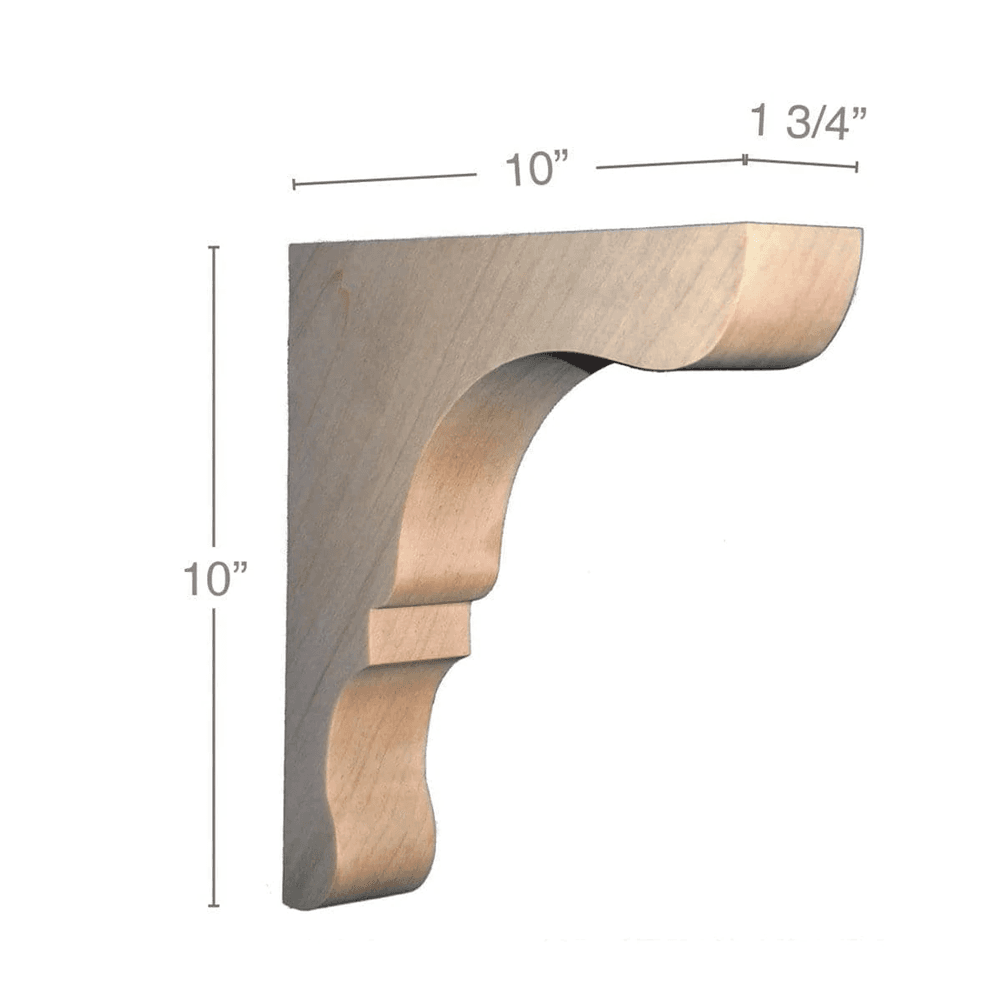 10" x 10" x 1-3/4" Transitional Overhang Corbel, Maple