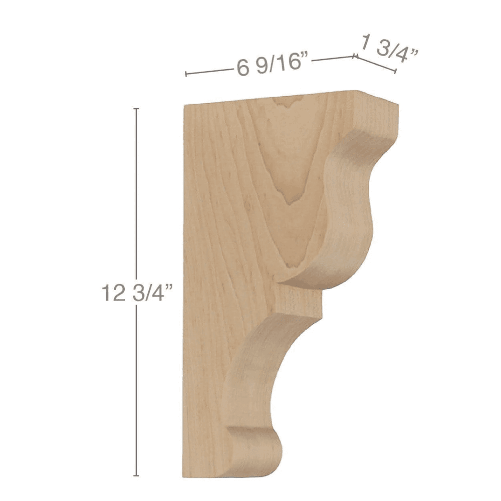 12-3/4" x 69/16" x 1-3/4" Transitional Large Bar Bracket Corbel, Cherry