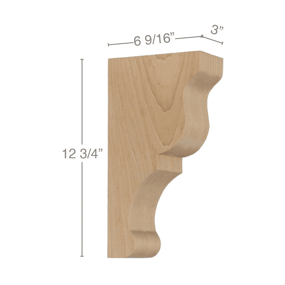 12-3/4" x 69/16" x 3" Transitional Large Bar Bracket Corbel, Cherry