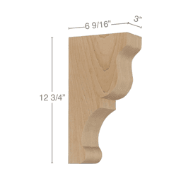 12-3/4" x 69/16" x 3" Transitional Large Bar Bracket Corbel, Cherry