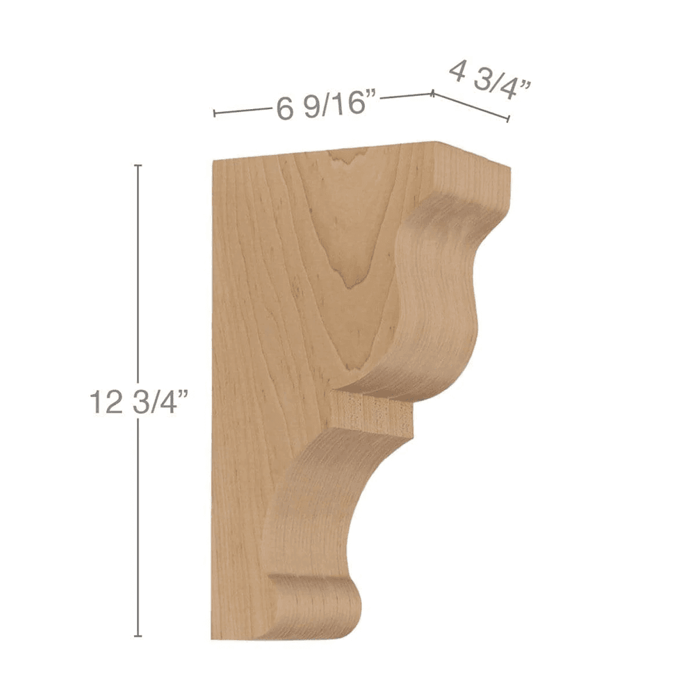 12-3/4" x 69/16" x 4-3/4" Transitional Large Bar Bracket Corbel, Cherry