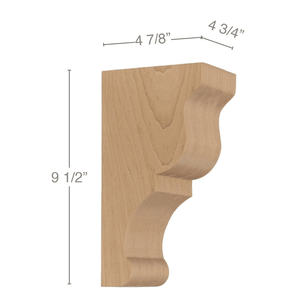 9-1/2" x 47/8" x 4-3/4" Transitional Medium Bar Bracket Corbel, Cherry