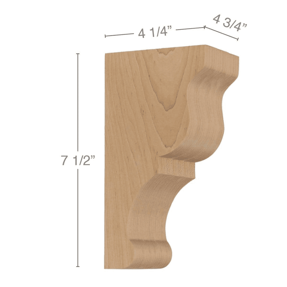 7-1/2" x 4-1/4" x 4-3/4" Transitional Small Bar Bracket Corbel, Cherry