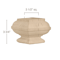 3-3/4" x 3-1/2" x 3-1/2" Transitional Tall Square Bun Foot, Maple