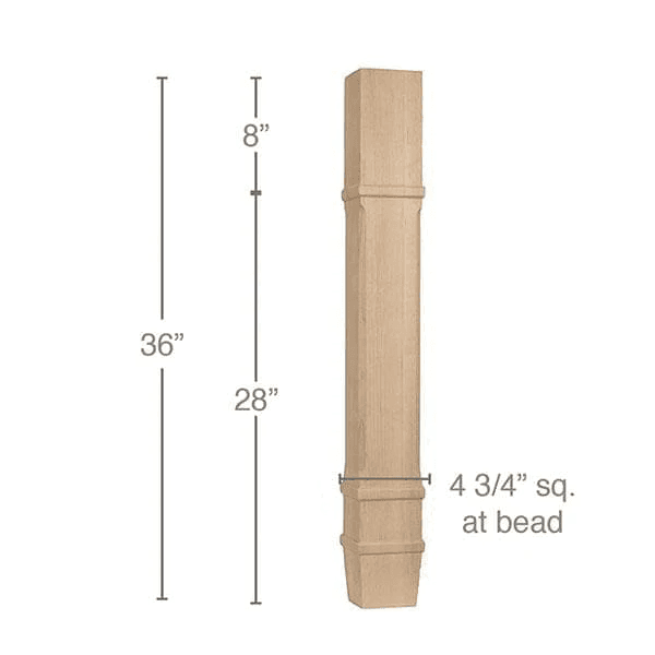 36" x 4-3/4" x 4-3/4" Traditional Island Column, Cherry