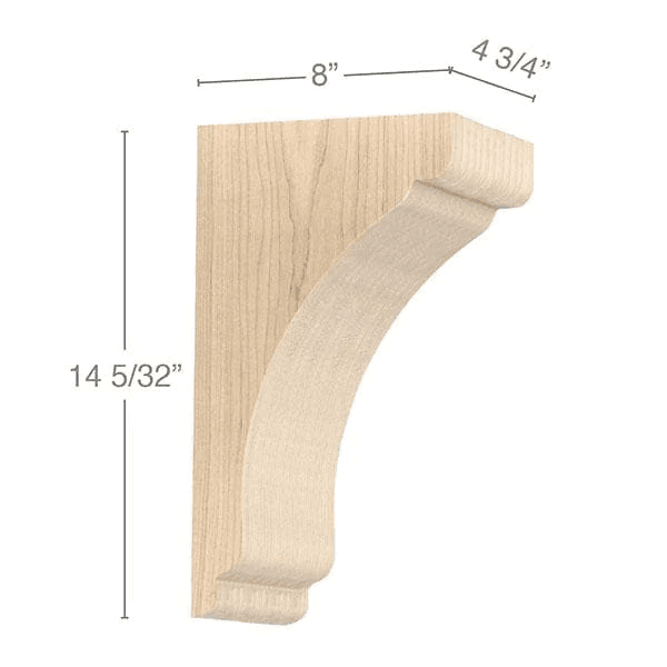 145/32" x 8" x 4-3/4" Shaker Large Bar Bracket Corbel, Cherry