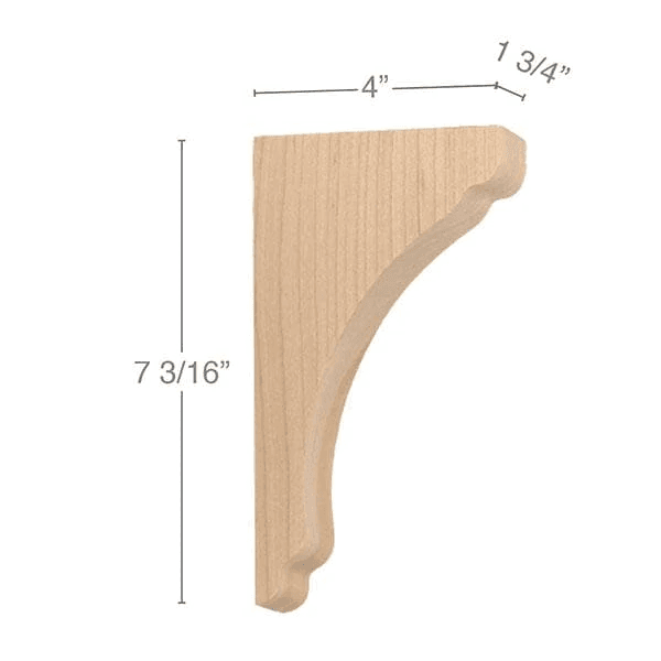 7-3/16" x 4" x 1-3/4" Shaker Extra Small Bar Bracket Corbel, Cherry