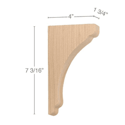 7-3/16" x 4" x 1-3/4" Shaker Extra Small Bar Bracket Corbel, Cherry