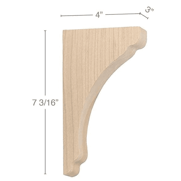 7-3/16" x 4" x 3" Shaker Extra Small Bar Bracket Corbel, Alder