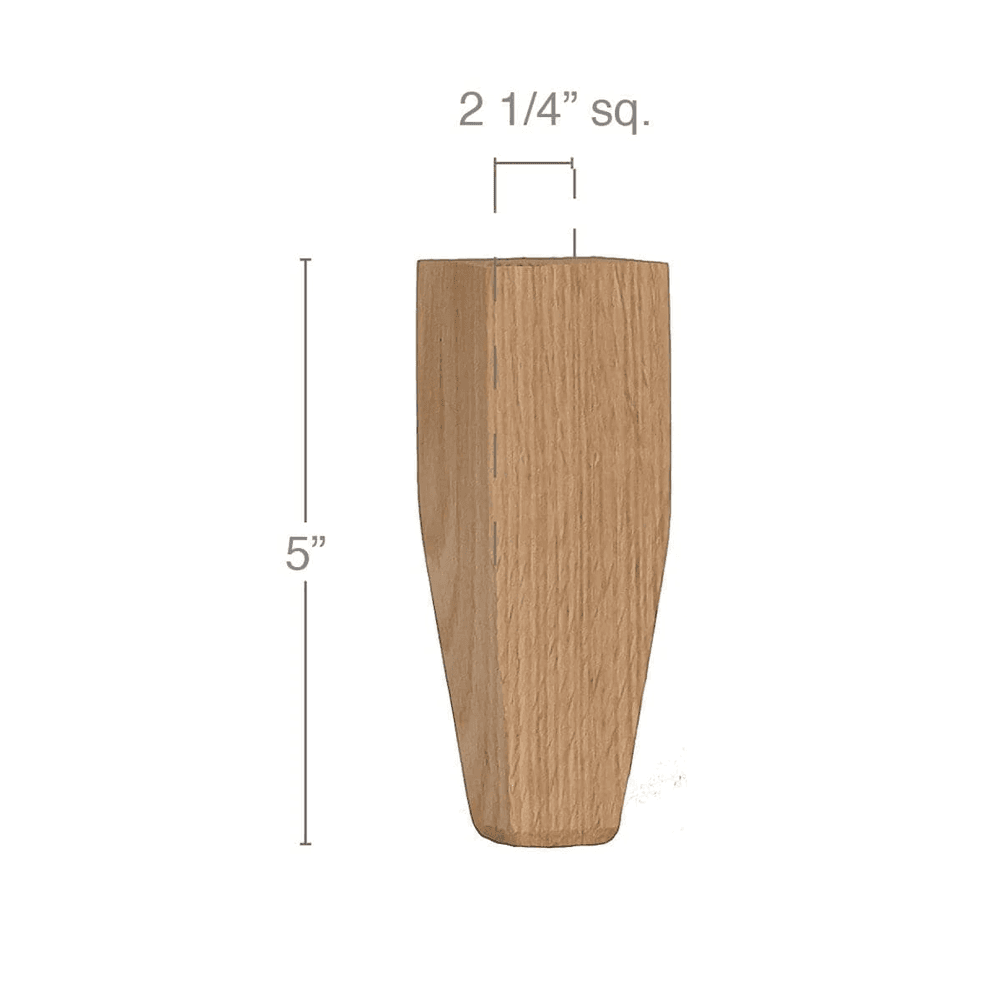 5" x 2-1/4" x 2-1/4" Shaker Tall Bun Foot, Maple