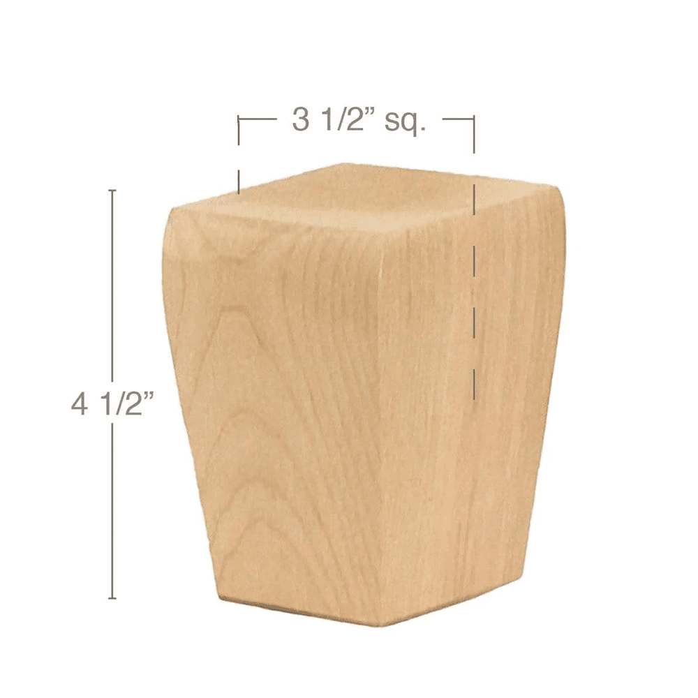 4-1/2" x 3-1/2" x 3-1/2" Shaker Tall Bun Foot, Cherry