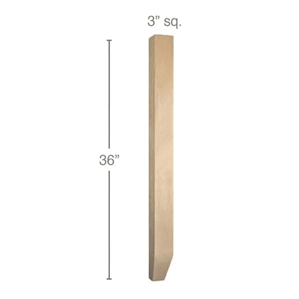 36" x 3" x 3" Shaker Island Column, Maple