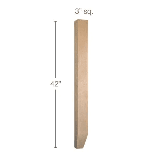 42" x 3" x 3" Shaker Bar Column, Alder