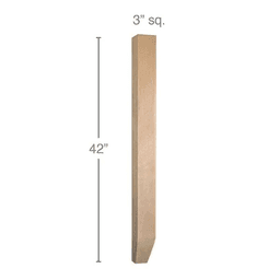 42" x 3" x 3" Shaker Bar Column, Alder