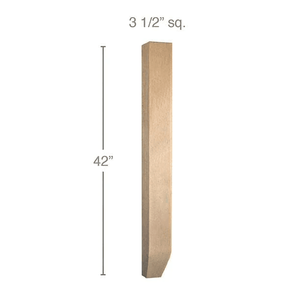 42" x 3-1/2" x 3-1/2" Shaker Bar Column, Alder